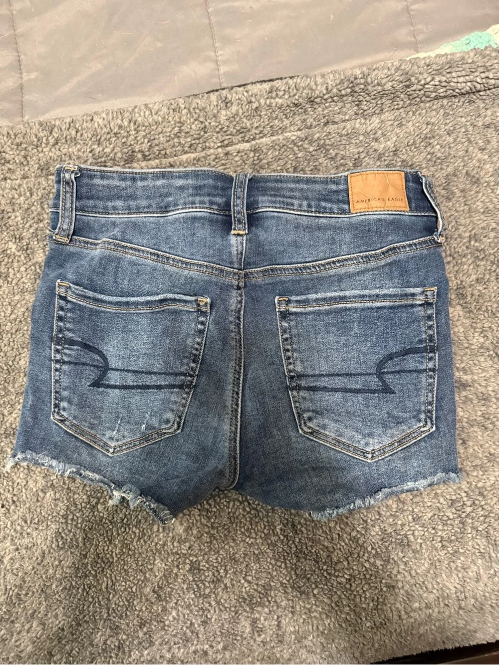 American Eagle Outfitters Distressed Dark Blue Denim Cutoff Shorts